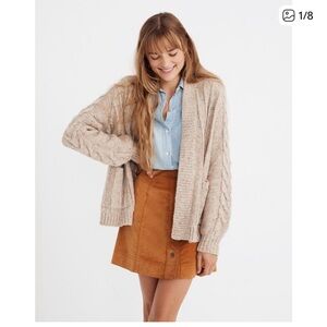 Madewell Bubble-Sleeve Cableknit Cardigan Small